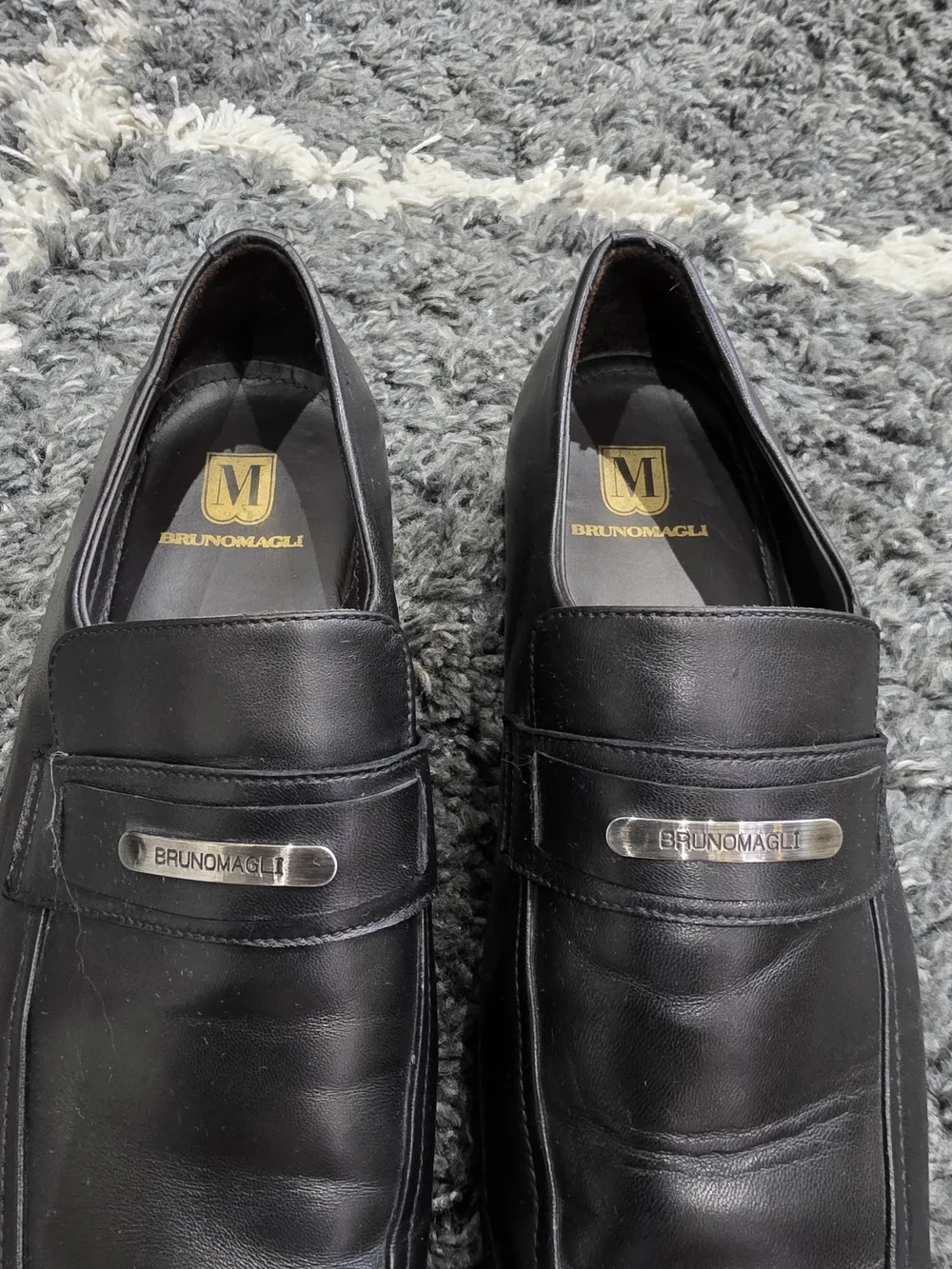 Bruno Magli Men’s Black Leather Slip-On Loafers Size 11.5 Made in Italy